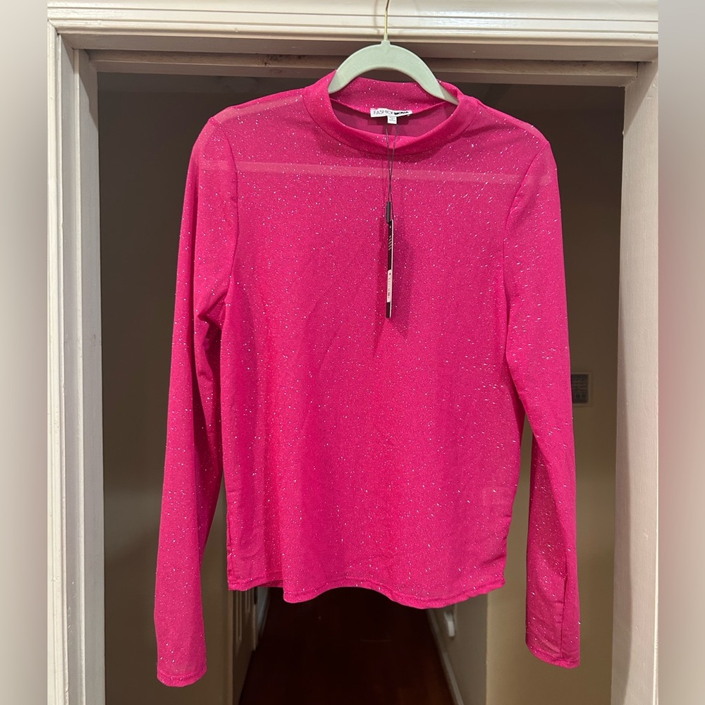 NWT Fashion Nova Gianna Glitter Mesh top, size 2X.
